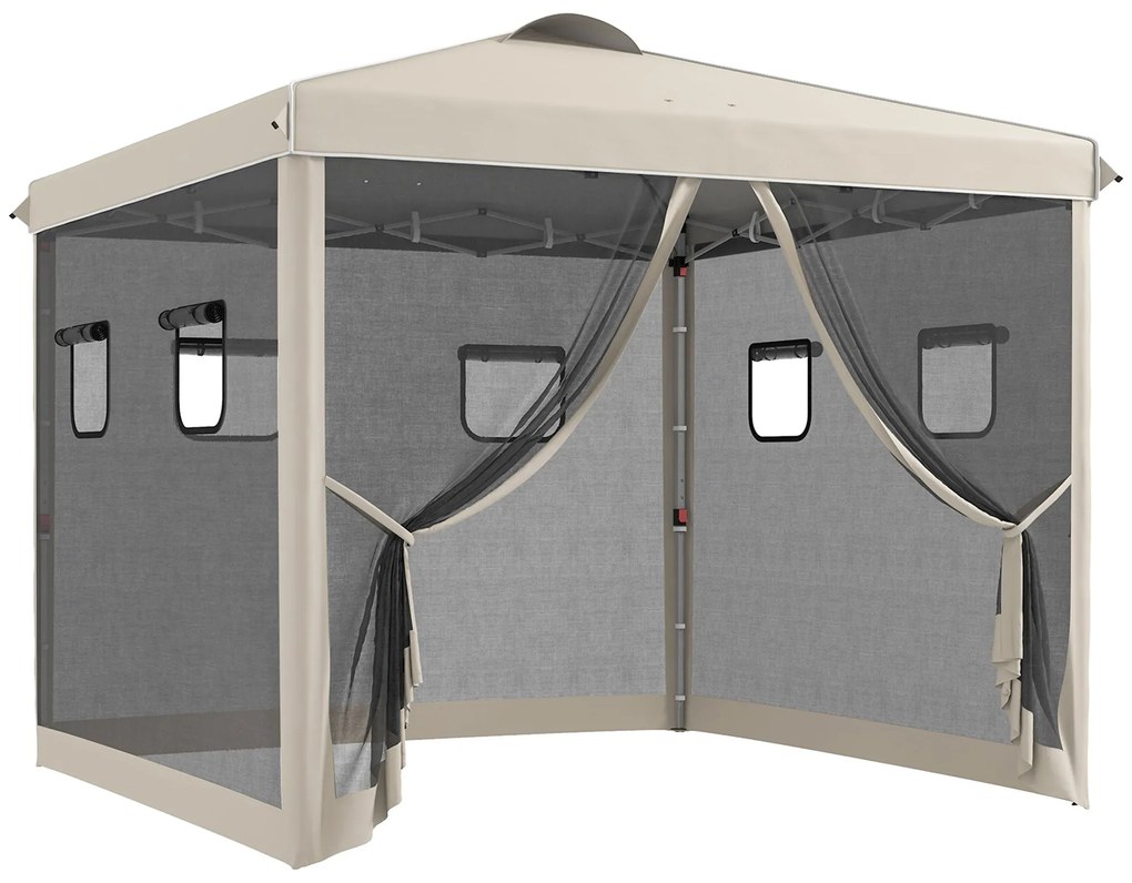 Tenda Dobrável 3x3 m Tenda de Jardim com Parede Lateral de Malha 6 Jan