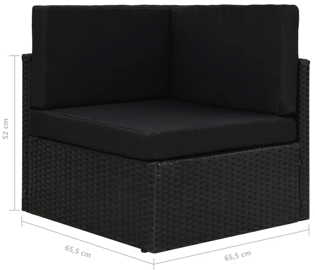 5 pcs conjunto lounge de jardim c/ almofadões vime PE preto