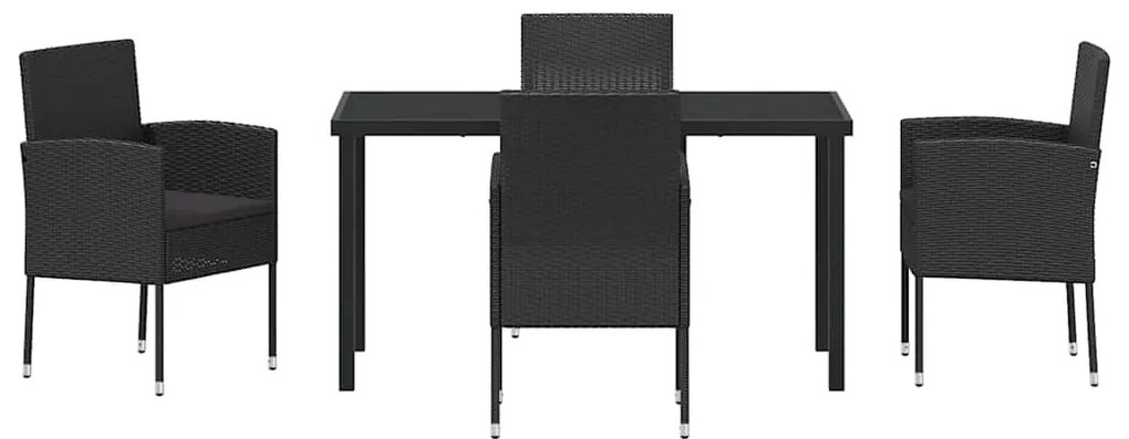 Conjunto de Jantar de Jardim de 5 Peças com Almofadas em Rattan Poliés