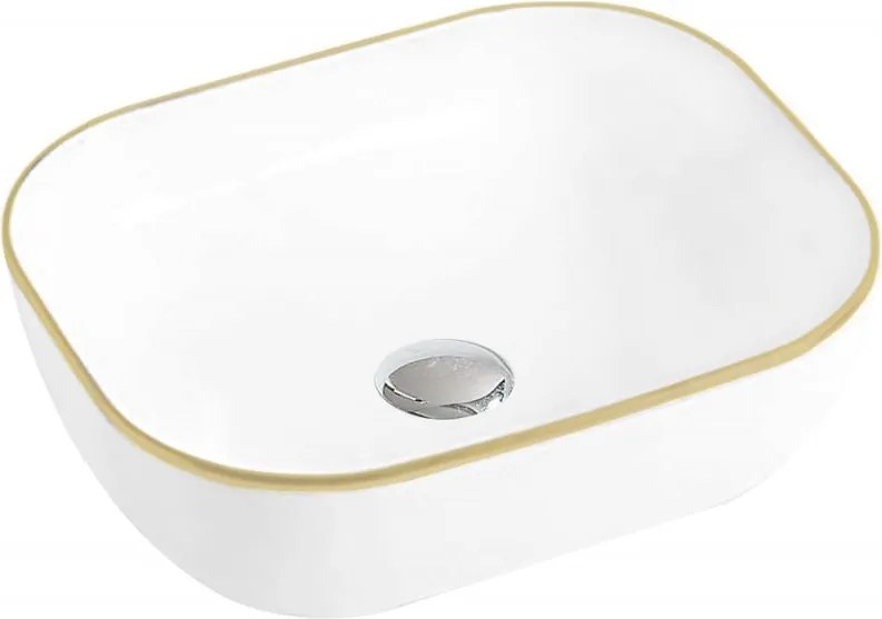 Mexen Mirabel lavatório de bancada 50 x 40 cm, branco/dourado - 22115005