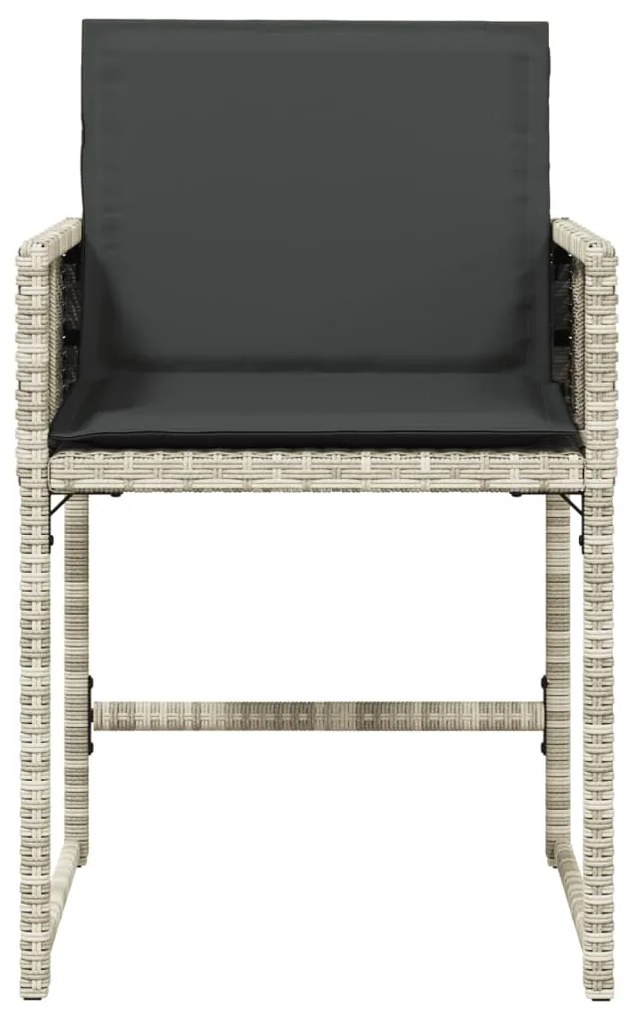 Cadeiras de jardim com almofadões 4 pcs vime PE cinzento-claro