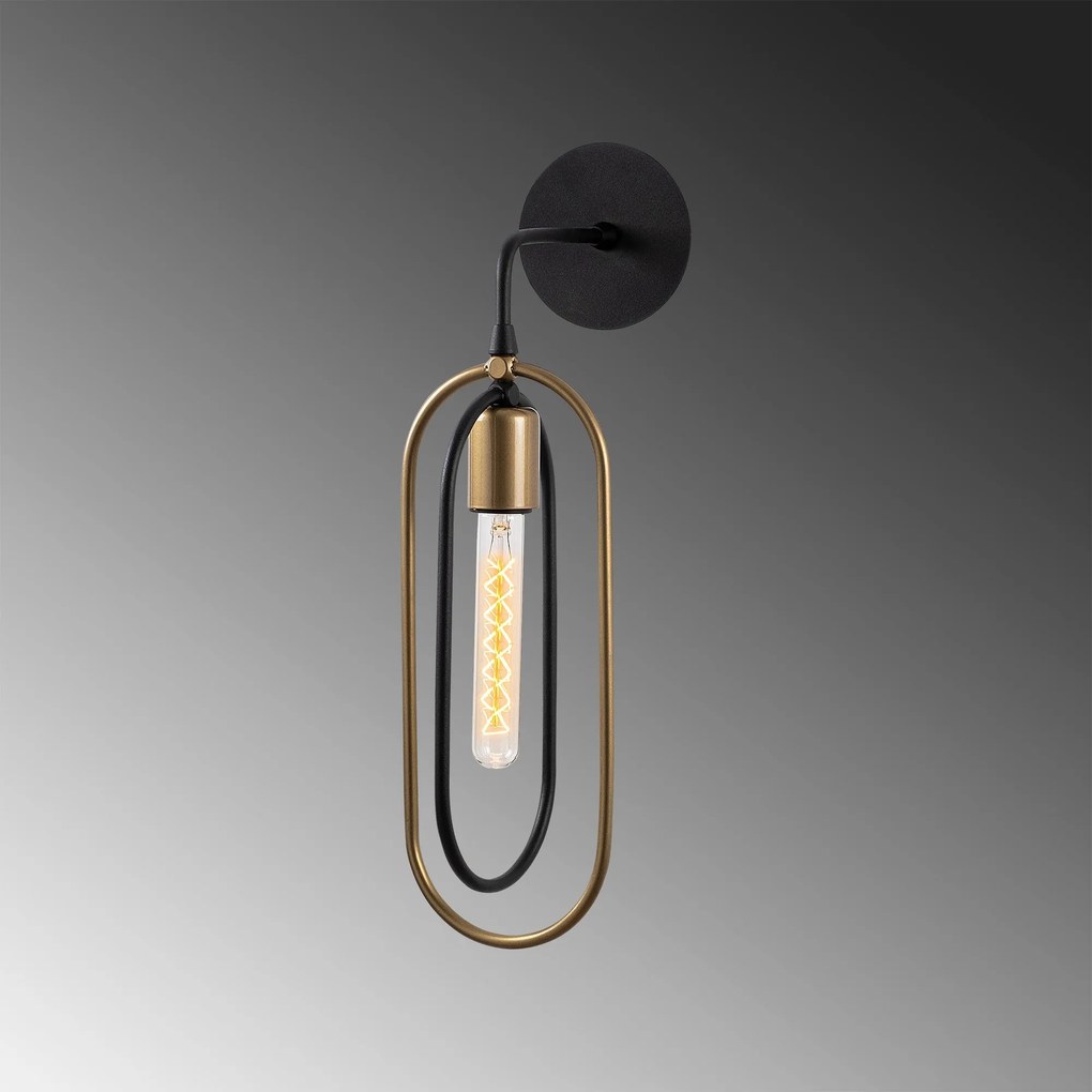 Aplique de Parede Cerco – Preto e Dourado – 14 x 17 cm