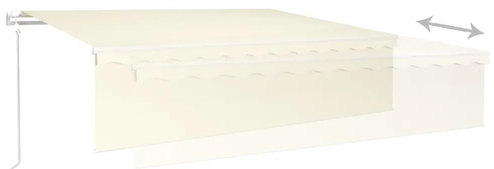 Toldo automático c/ estore/LED/sensor de vento 6x3 m cor creme
