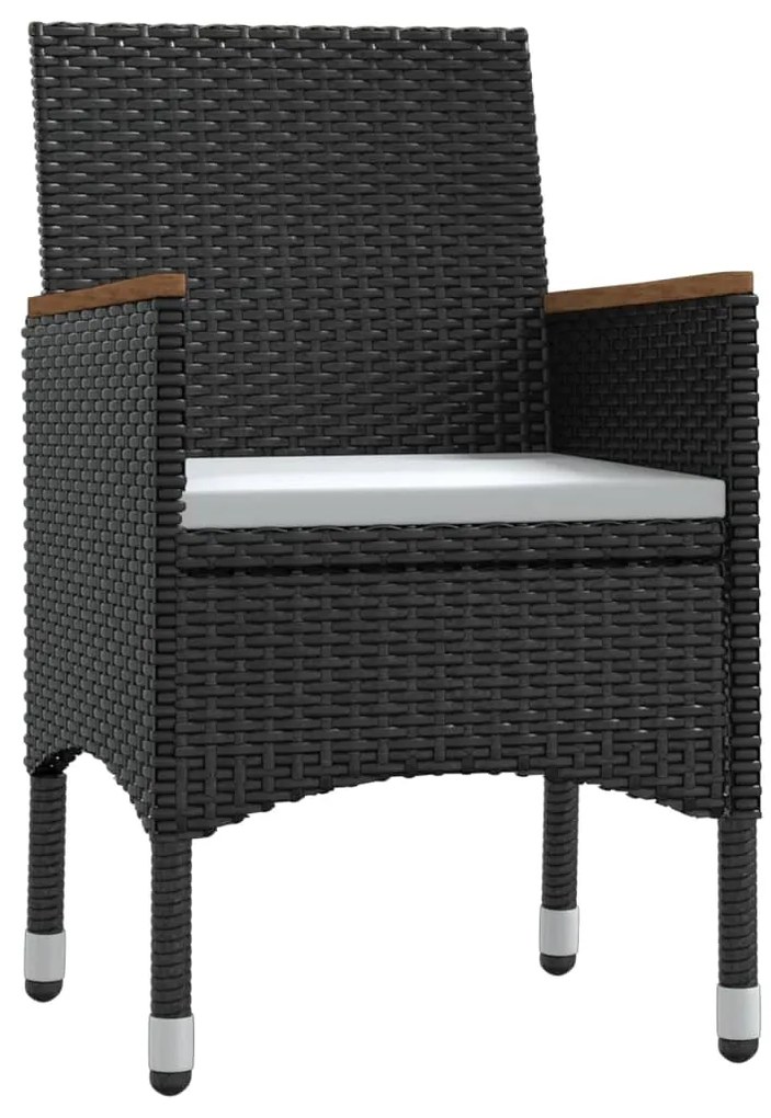 5 pcs conjunto de jantar p/ jardim c/ almofadões preto