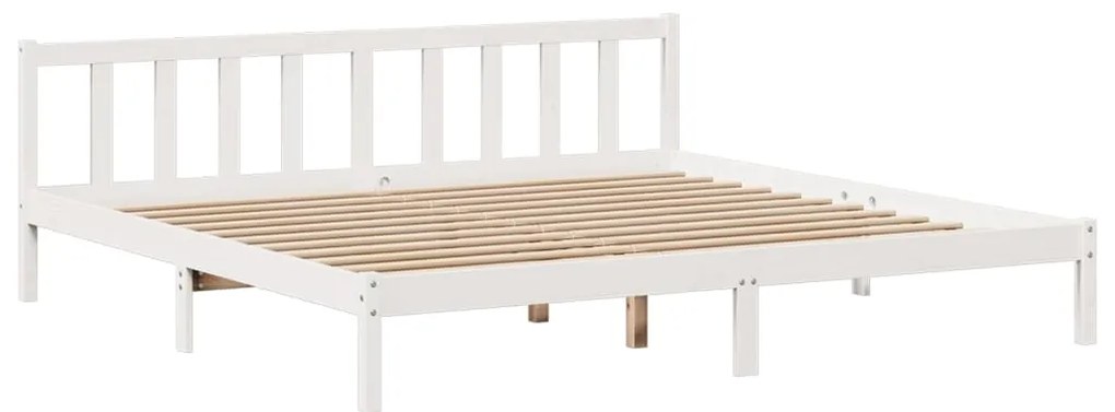 Cama com estante sem colchão 200x200 cm pinho maciço branco
