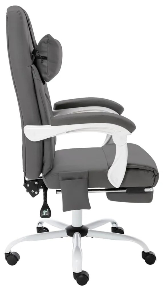 Cadeira escritório c/ função massagem couro artificial cinzento