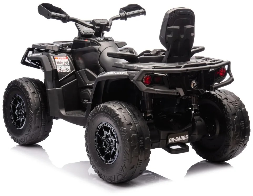 Moto 4 elétrica para crianças 3 a 7 anos* 24V Can Am Outlander 4×4 200W rodas Espuma EVA, assento couro Carga até 50Kg Preta