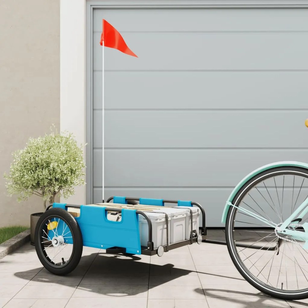 vidaXL Reboque de bicicleta tecido oxford/ferro azul
