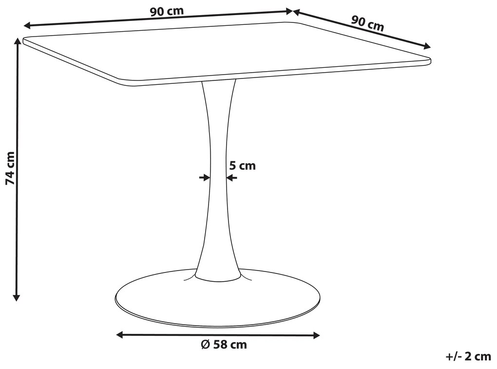 Mesa de jantar quadrada castanho claro e preto 90 x 90 cm BOCA Beliani