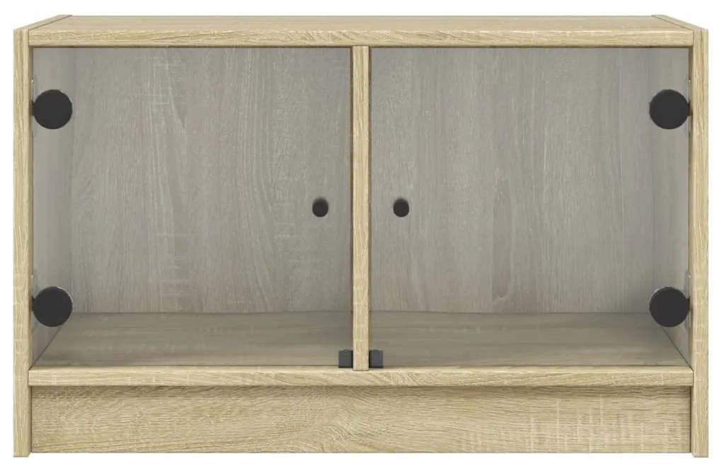 Móvel de TV c/ portas de vidro 68x37x42 cm carvalho sonoma