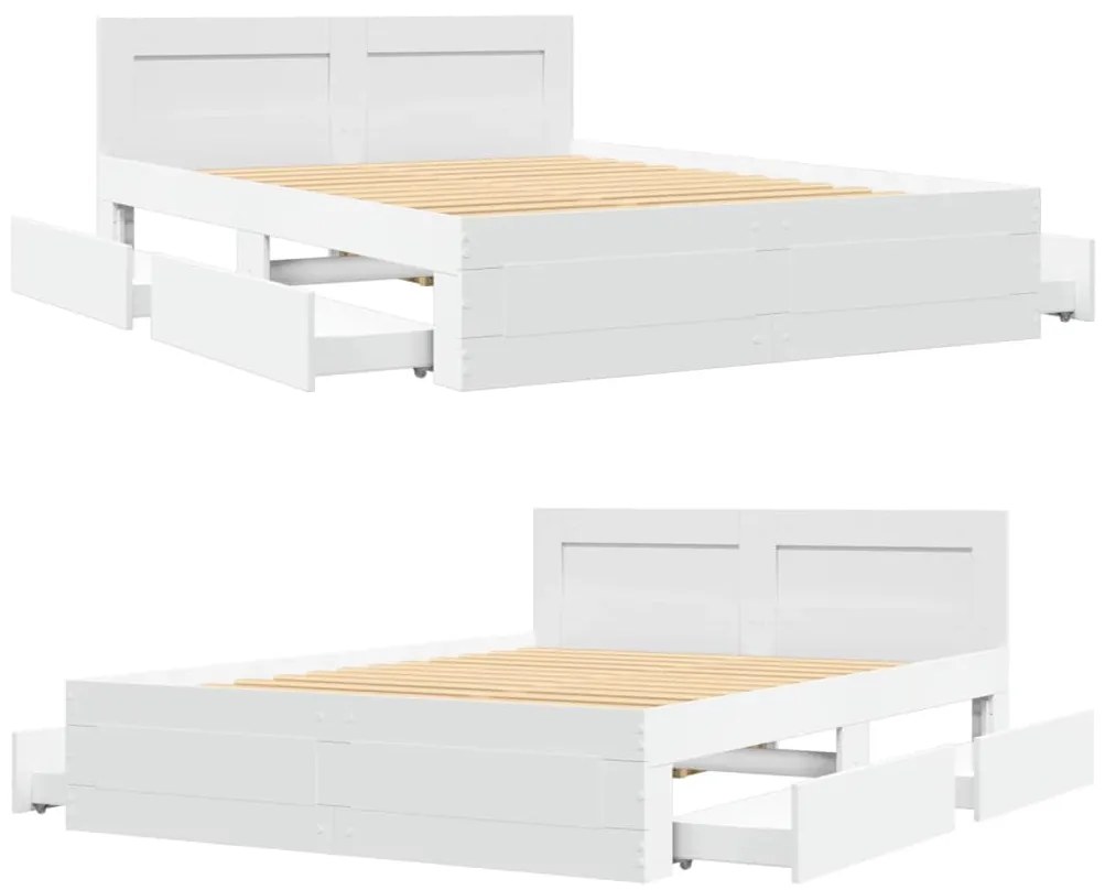 Estrutura de cama c/ cabeceira sem colchão 140x190 cm branco
