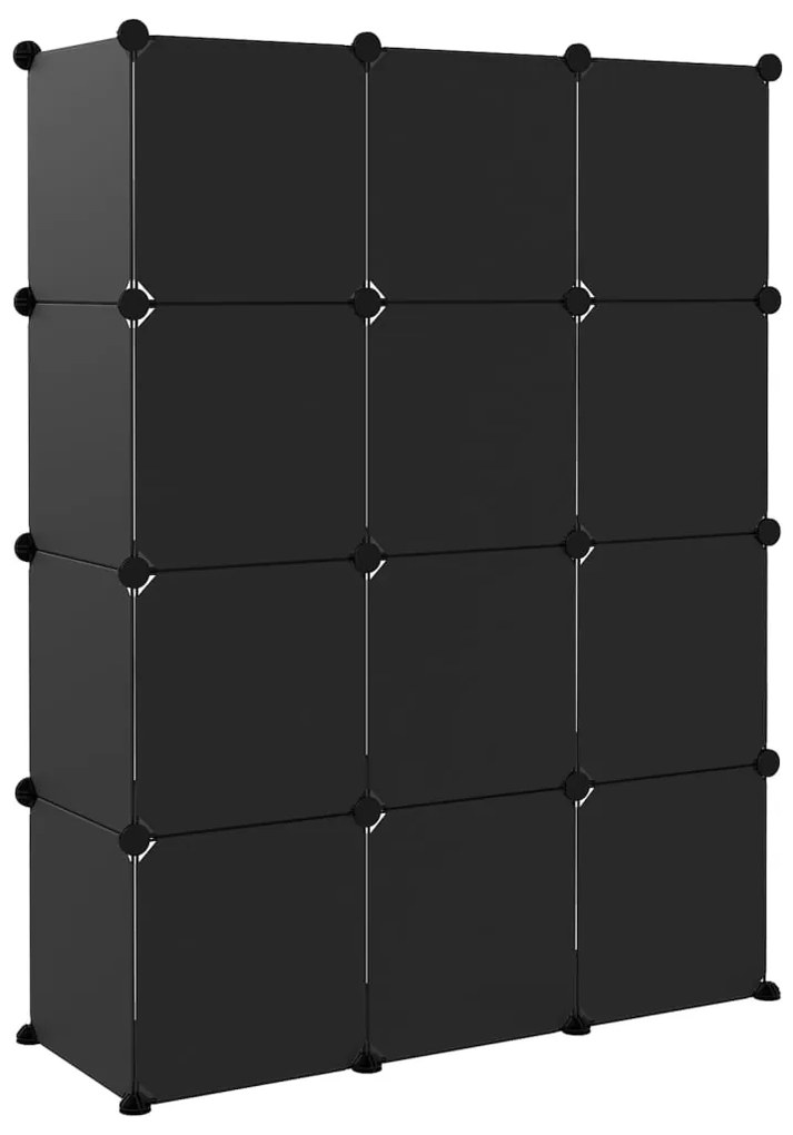 Organizador de arrumação com 12 cubos PP preto