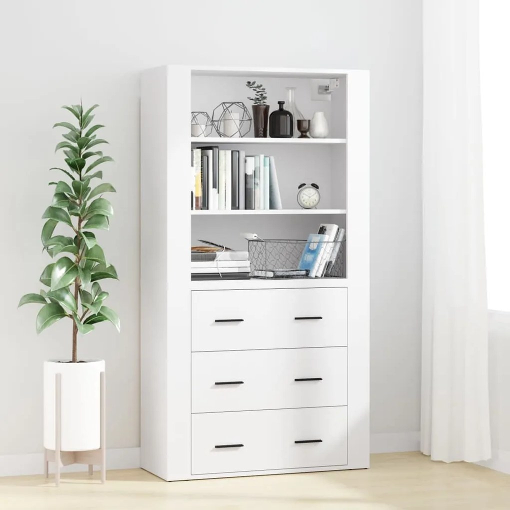 vidaXL Armário alto madeira processada branco