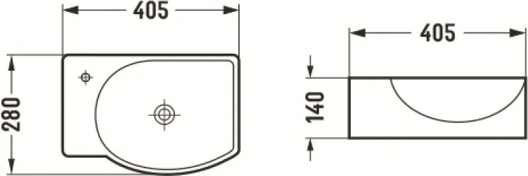 Mexen Mista lavatório de bancada direito 40 x 28 cm, branco - 22174000R