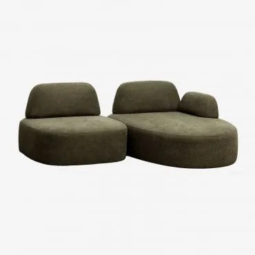Sofá Modular Chaise Longue Direito De 2 Peças Estofado Giorgia Tecido Verde Exército - Sklum