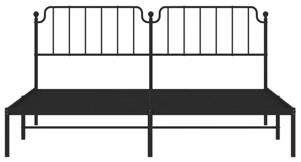 Estrutura de cama com cabeceira 200x200 cm metal preto