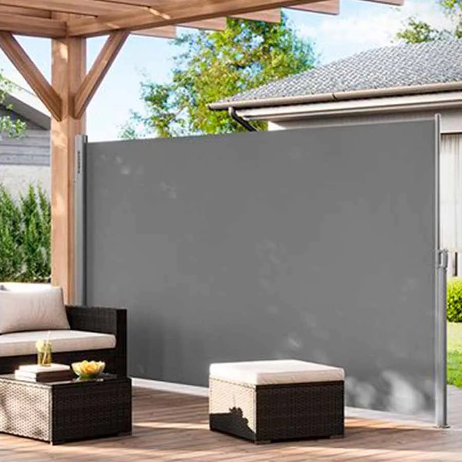 Toldo lateral extensível 160 x 400 cm para varanda Cinzento