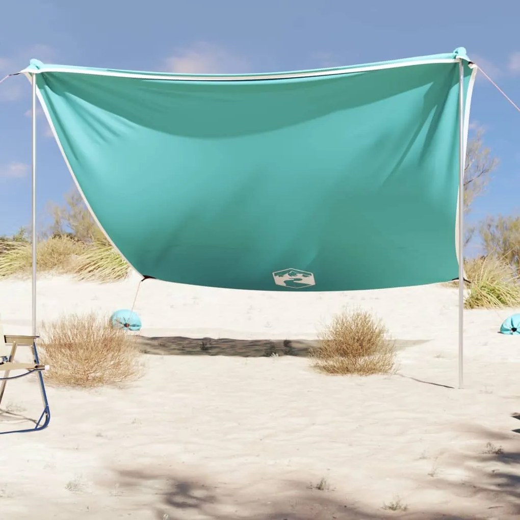 vidaXL Toldo de praia com âncoras de areia 304x300 cm verde