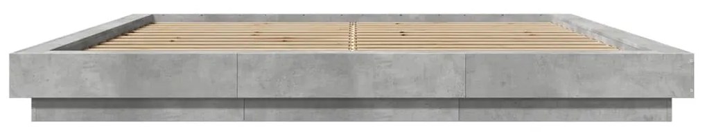 Estrutura cama c/ luzes LED derivados de madeira cinza cimento