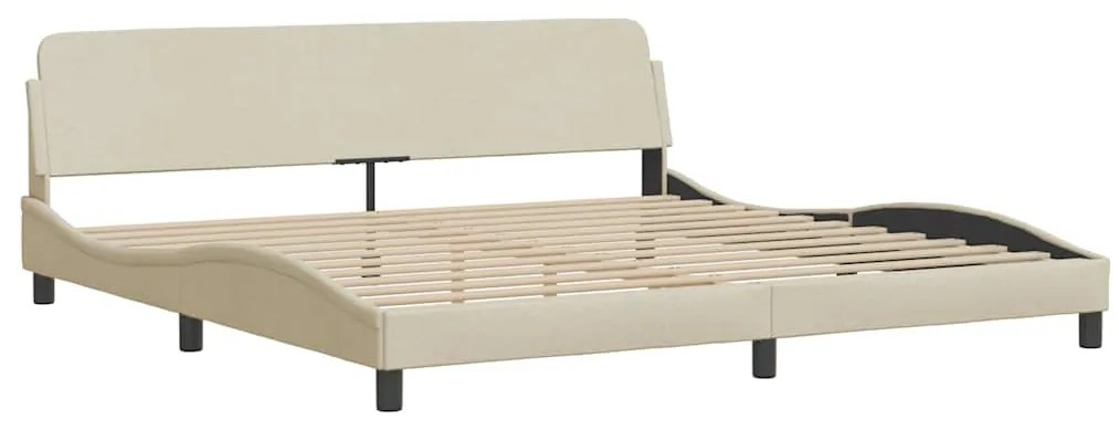Estrutura de cama sem colchão 200x200 cm tecido cor creme
