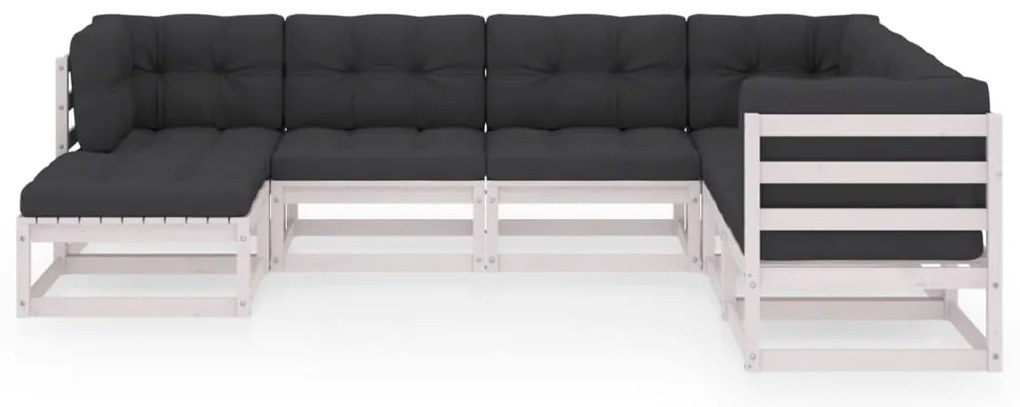 7 pcs conjunto lounge de jardim c/ almofadões pinho maciço