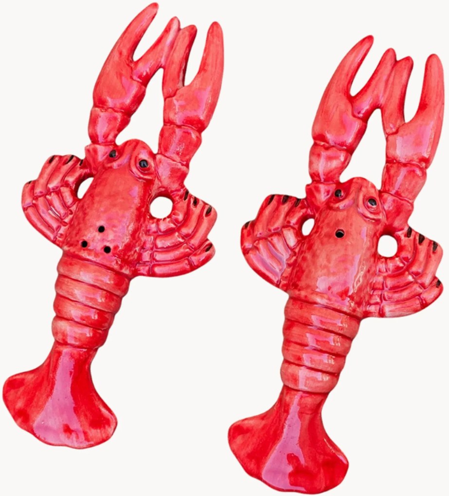 Moinhos de sal e pimenta pintados à mão Lobster, conjunto de 2