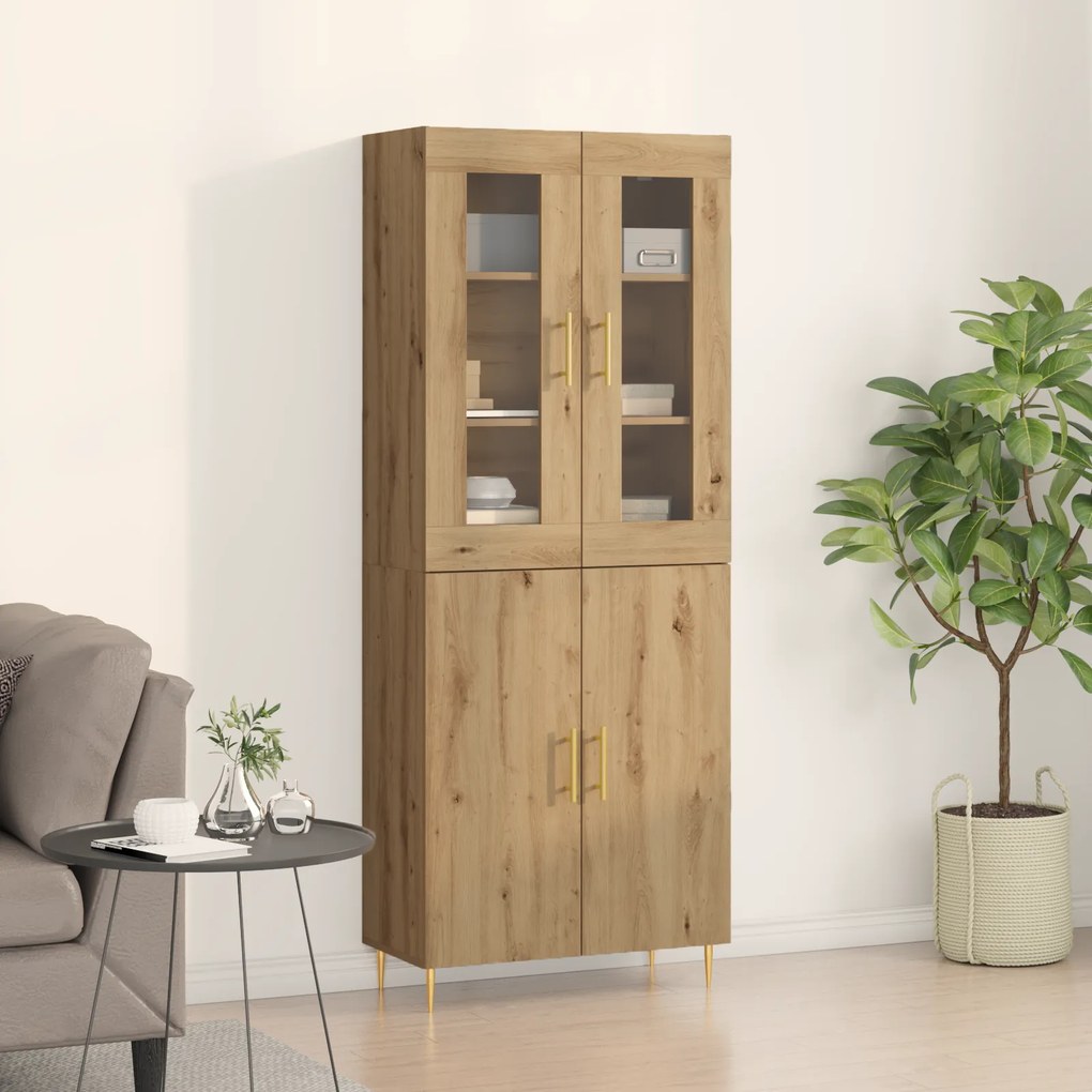 Highboard Artesanal de Carvalho 69.5x34x180 cm Madeira engenheirada