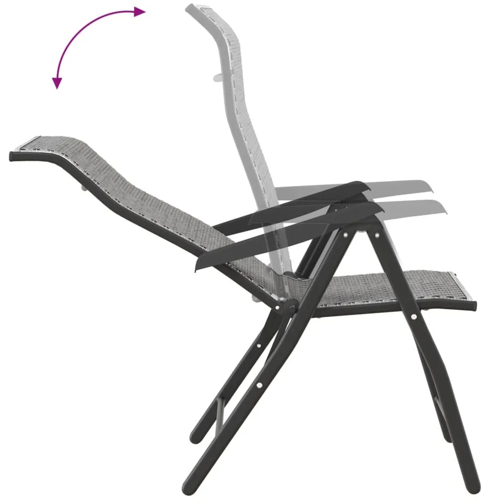 Cadeiras de jardim dobráveis 4 pcs vime PE cinzento