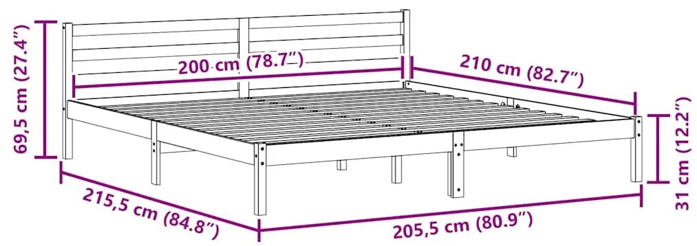 Cama vidaXL com Cabeceira 200x210 cm Madeira de Pinho