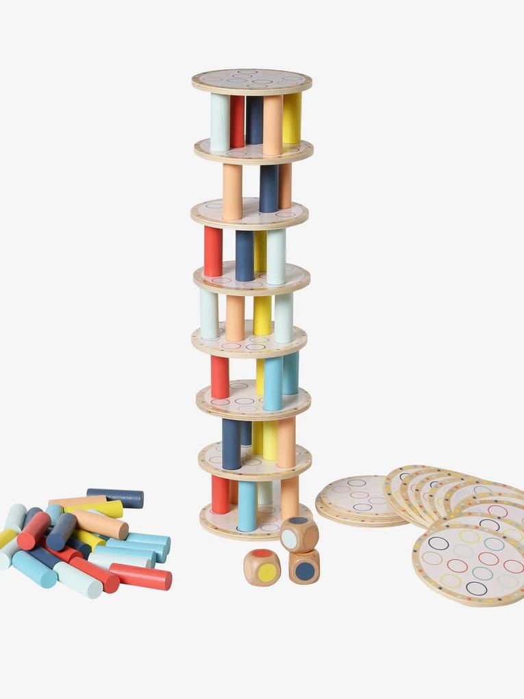 Jogo de equilíbrio com cilindros multicolor