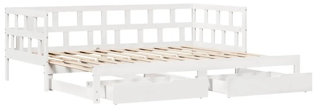 Sofá-cama com gavetão e gavetas sem colchão 80x200 cm branco