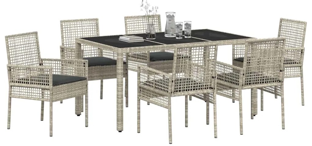 Conjunto de Jantar para Jardim 7 pcs Cinzento-claro