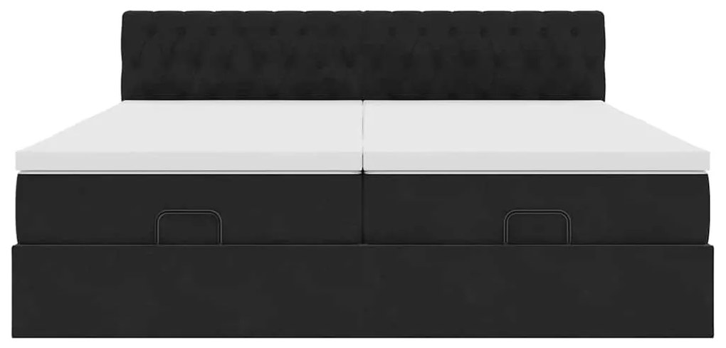 Estrutura de cama otomana com colchões 160x200 cm veludo preto