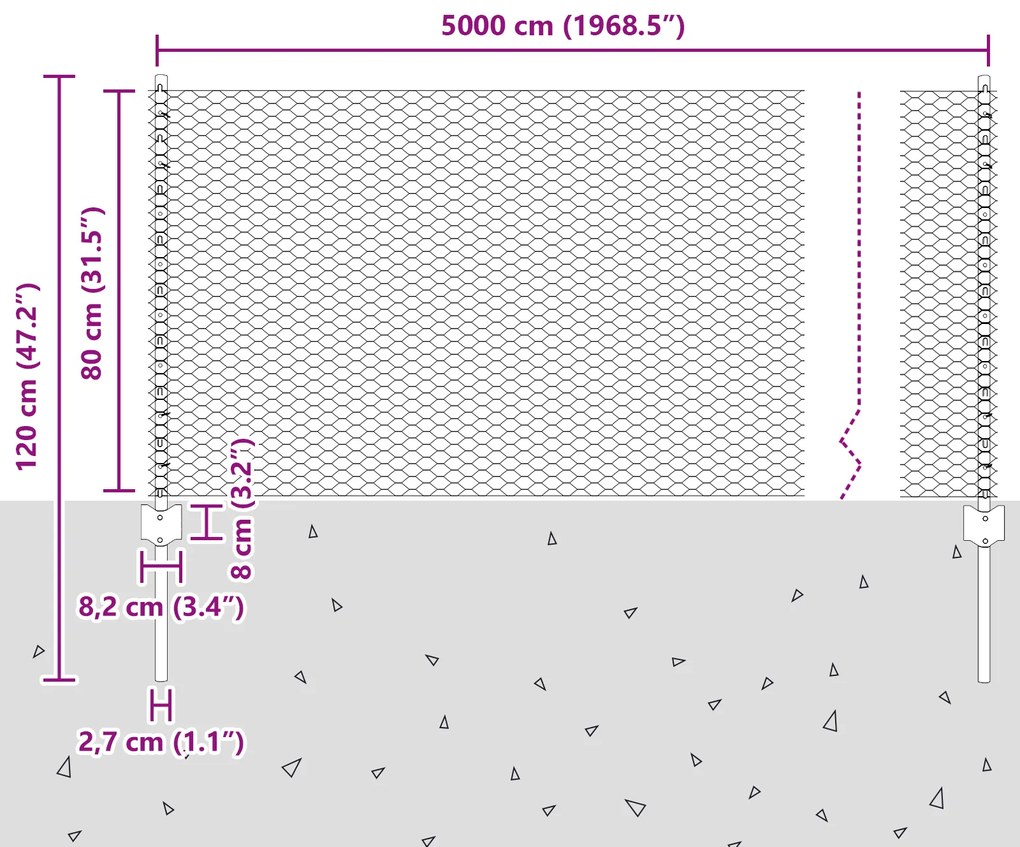 Postes de Cerca vidaXL 11 pcs Canal U Cinza 80 cm Aço