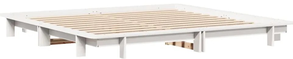 Cama sem colchão 200x200 cm madeira de pinho maciça branco
