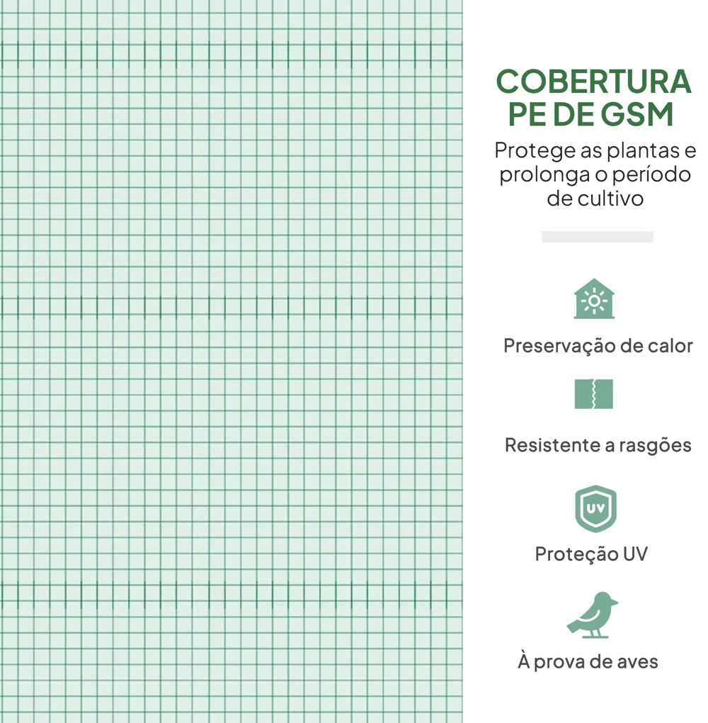 Estufa Tipo Túnel 347x300x200 cm Estufa de Jardim com Porta Enrolável 6 Janelas Cobertura PE 140g/m² Verde