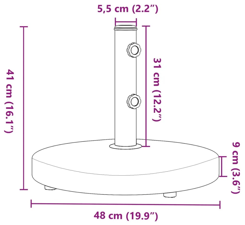 Base de guarda-sol para postes de Ø32/38/48 mm 25 kg redondo