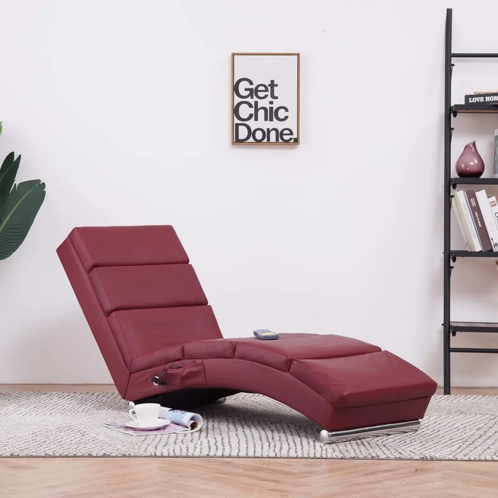 281297 vidaXL Chaise longue de massagens couro artificial vermelho tinto