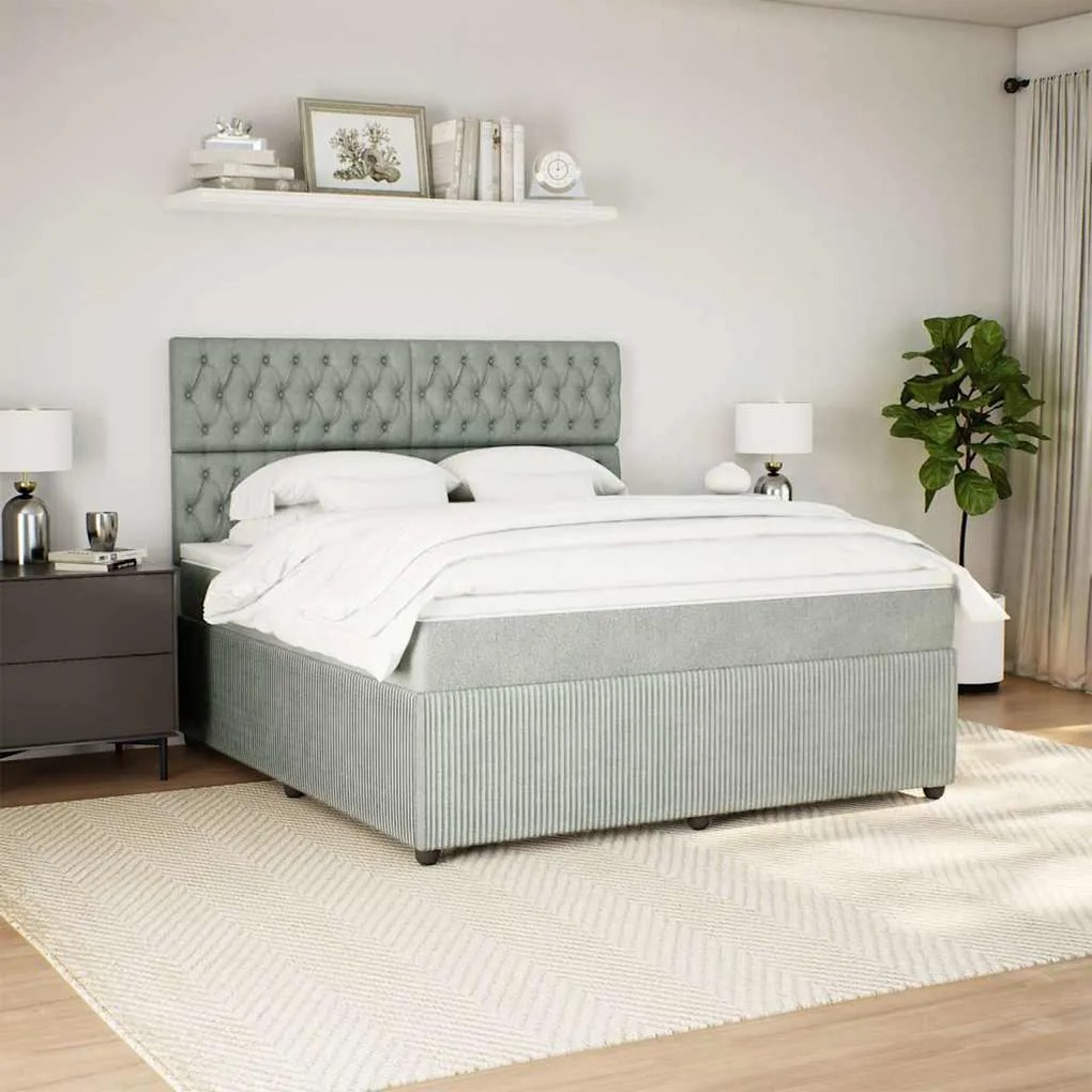 Cama com molas/colchão 180x200 cm veludo cinzento-claro