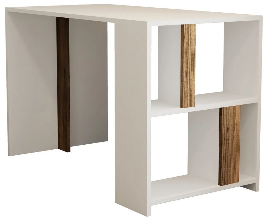 Secretária Lima – Branco e Nogueira – 120 cm x 75,4 cm x 60 cm