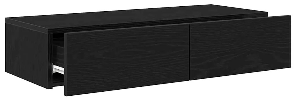 Prateleira parede c/ gavetas 80x33x17 cm deriv. madeira preto