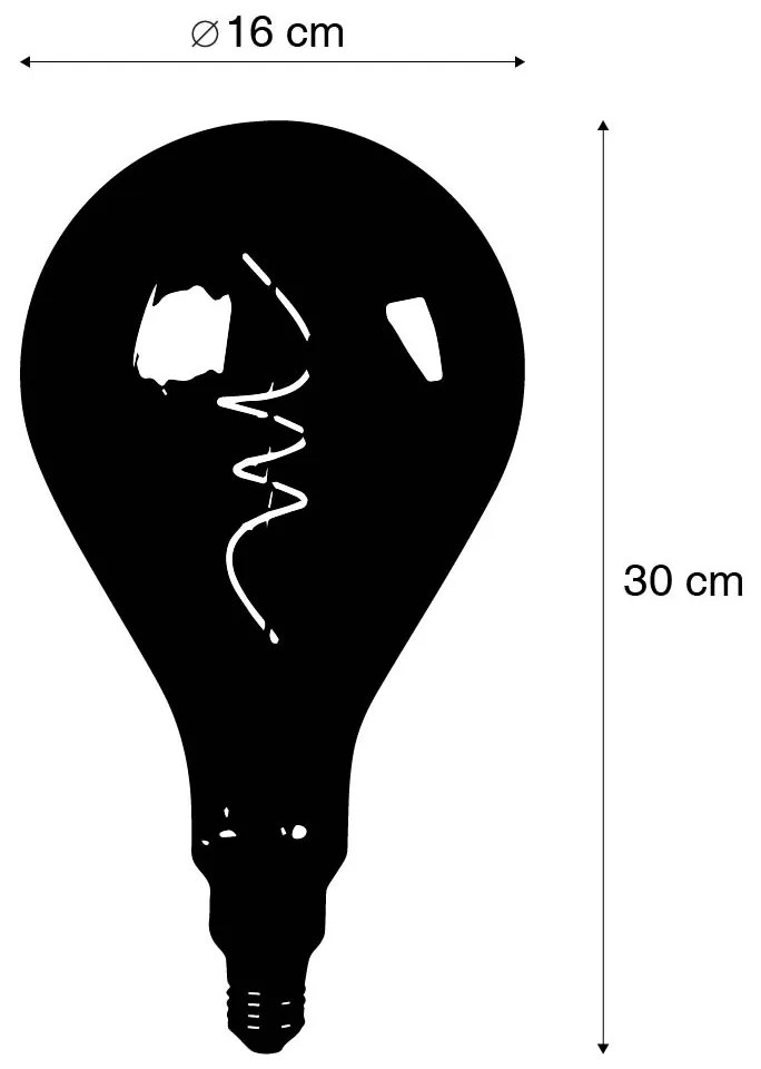 Lâmpada LED E27 regulável com filamento espiral A165 fumê 4W 120lm 1800K