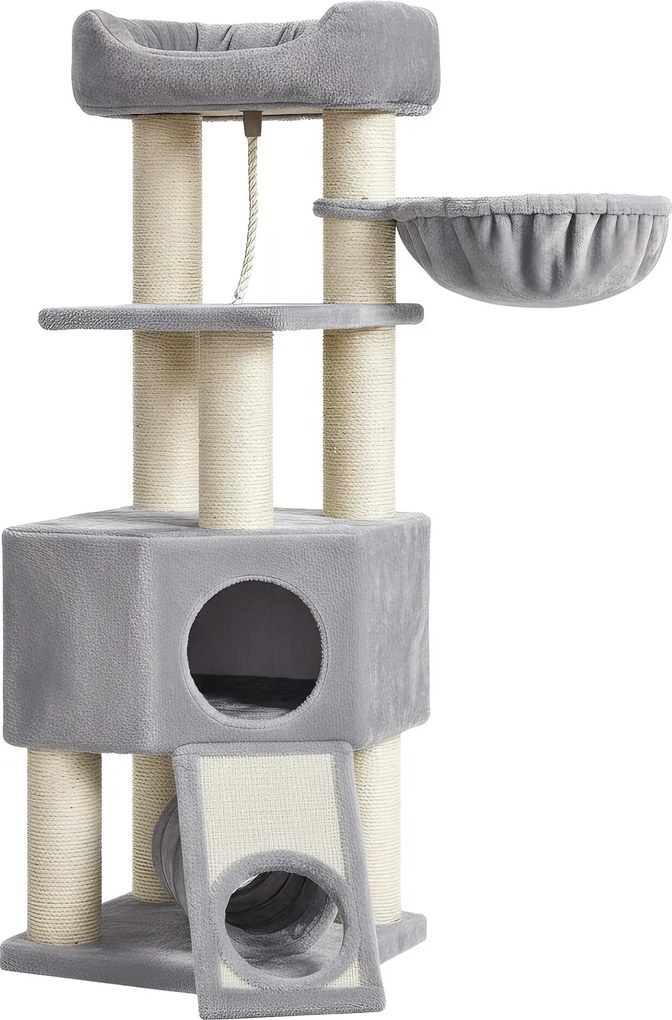 Arranhador para gatos, com caverna 50 x 50 x 141 cm cinza claro