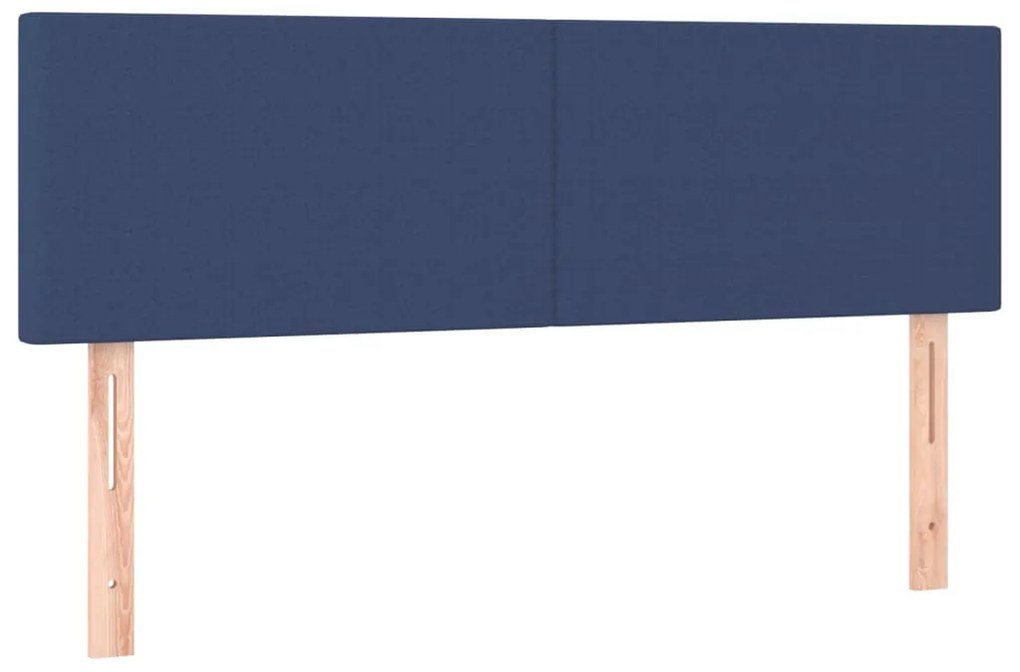 Cama box spring c/ colchão e LED 140x190 cm tecido azul