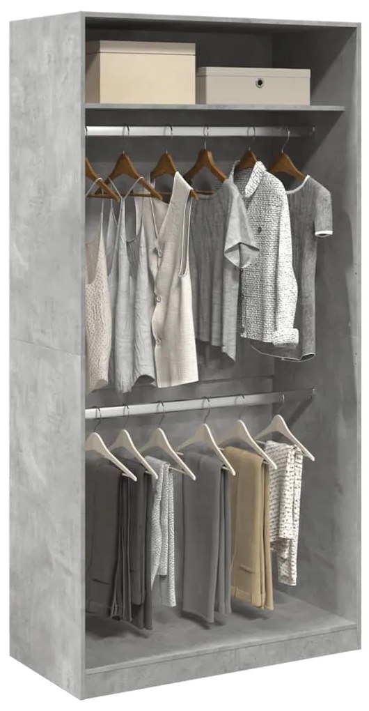 vidaXL Roupeiro 100x50x200 cm derivados de madeira cinzento cimento