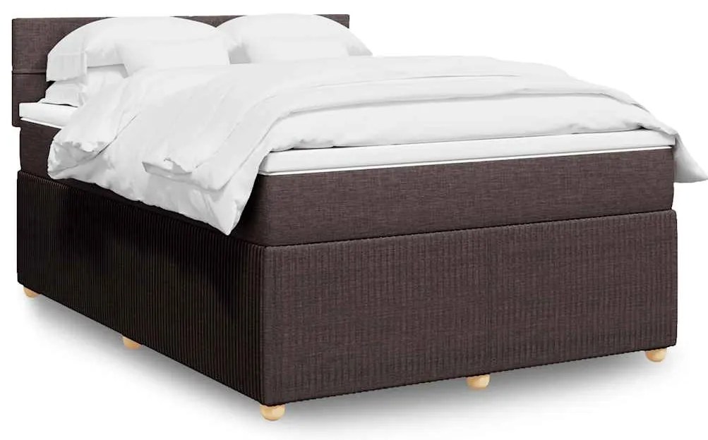 vidaXL Cama com molas/colchão 140x190 cm tecido castanho-escuro