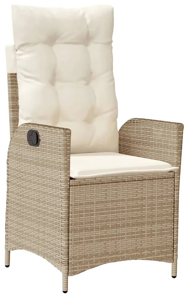 4 pcs conjunto de jantar p/ jardim c/ almofadões vime PE bege