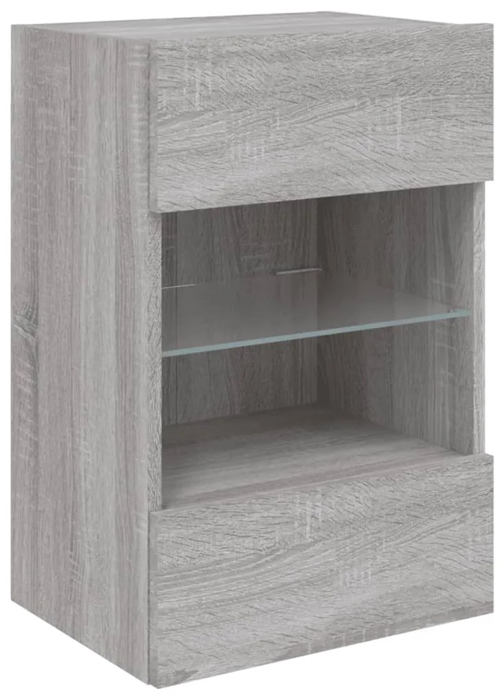 Móvel de parede p/ TV c/ luzes LED 40x30x60,5cm cinzento sonoma