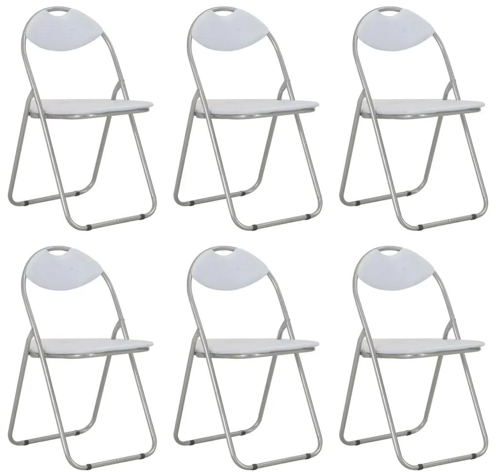 Cadeiras de jantar dobráveis 6 pcs couro artificial branco