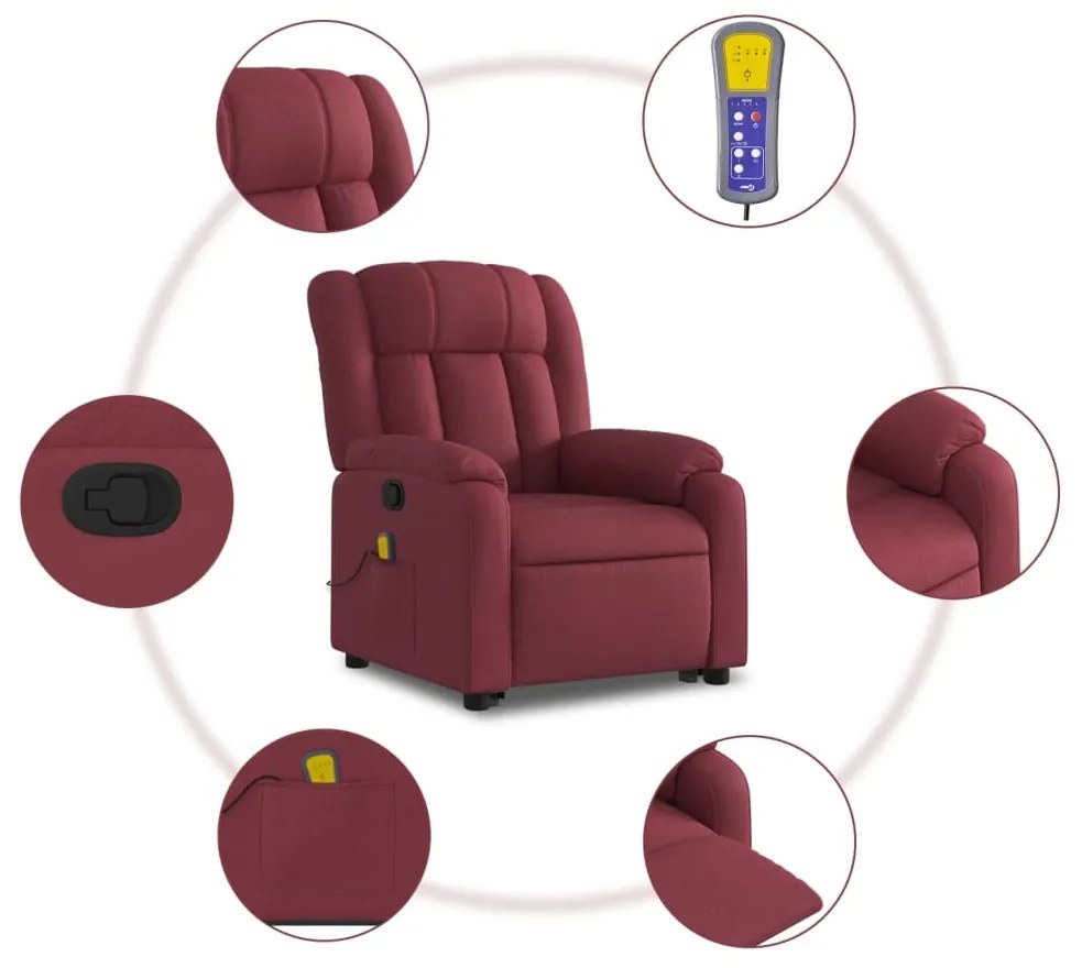 Poltrona de massagens reclin. elevatória tecido vermelho tinto